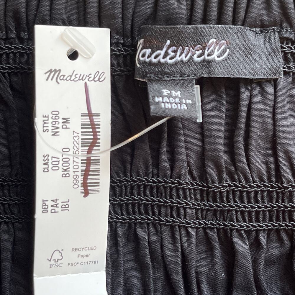 NWT Madewell Dress Size Petite Medium Poplin Smocked Maxi Black NV960 - Picture 8 of 8